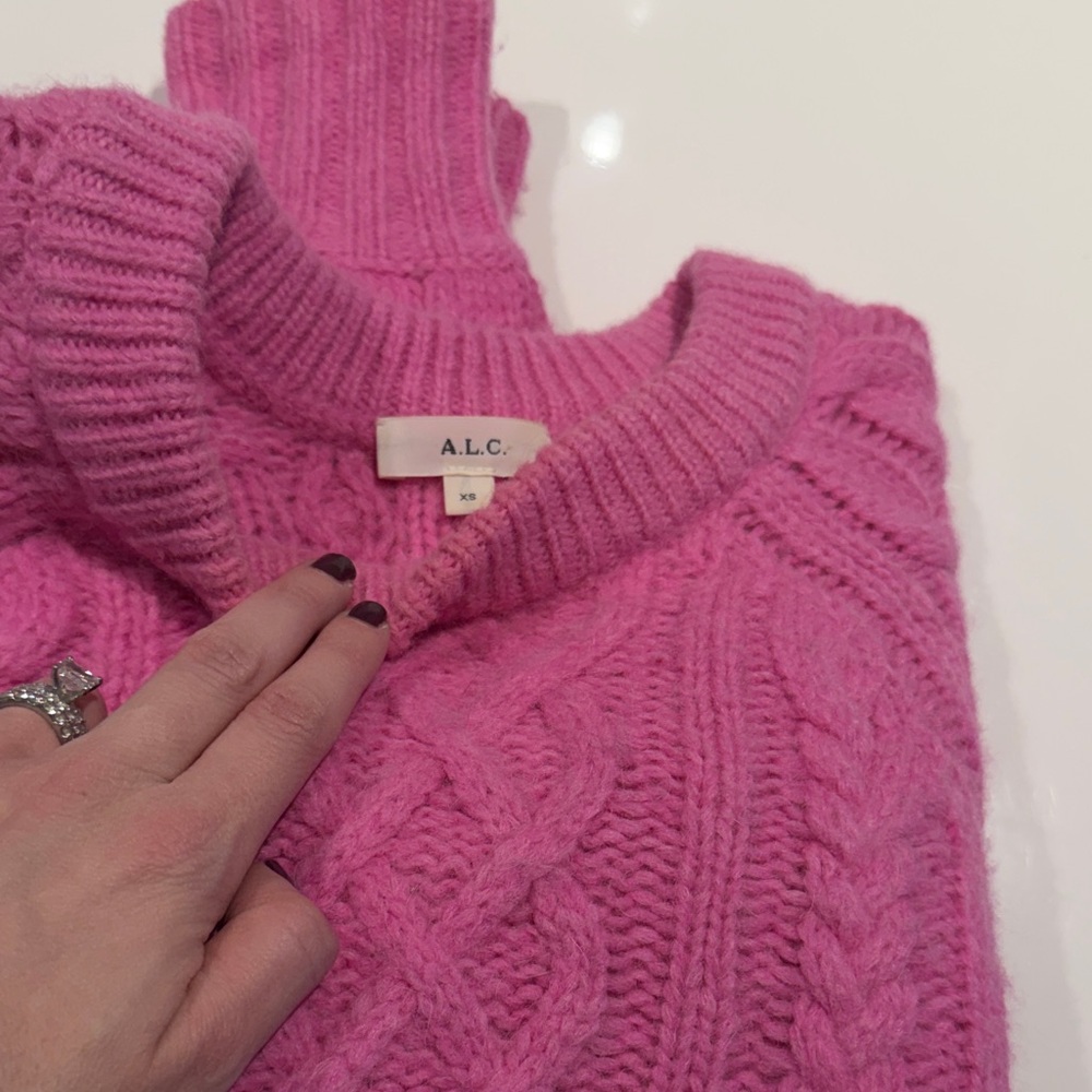 A.L.C. Vibrant Pink Cable Knit Sweater